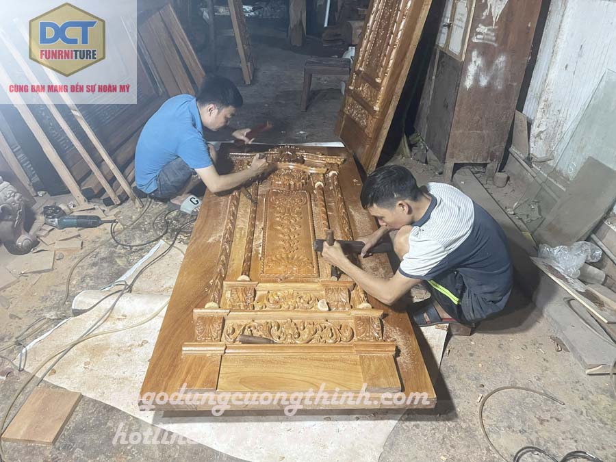 Bộ cửa phòng cổ điển gỗ gõ đỏ cp43gd